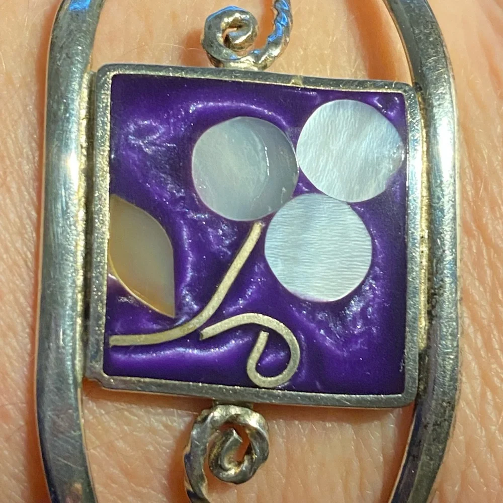 Mexico  Alpaca  Signed  Pearl  Flower  Adjustable Bracelet